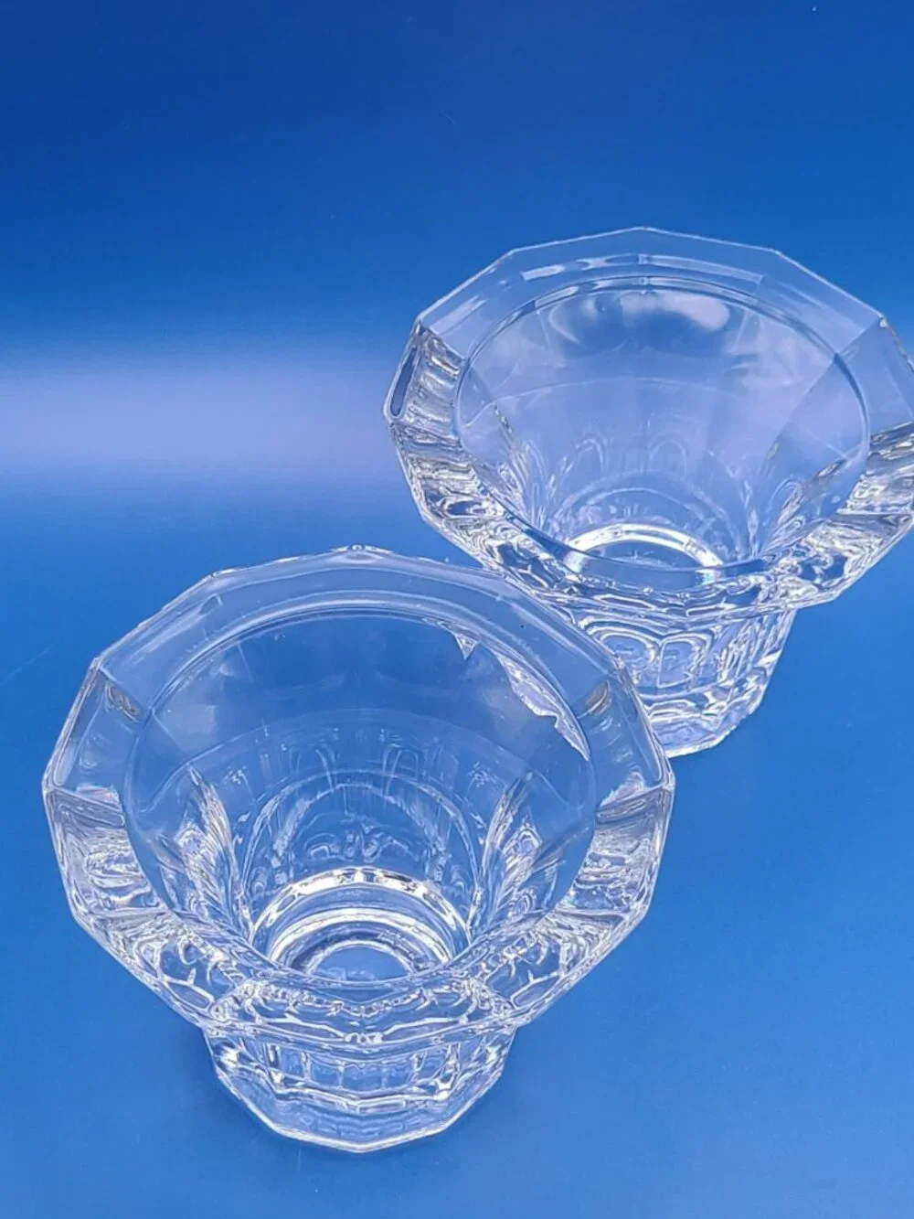 Unbranded 12 Sided Vintage Crystal Dodecagon Votive Pair 4